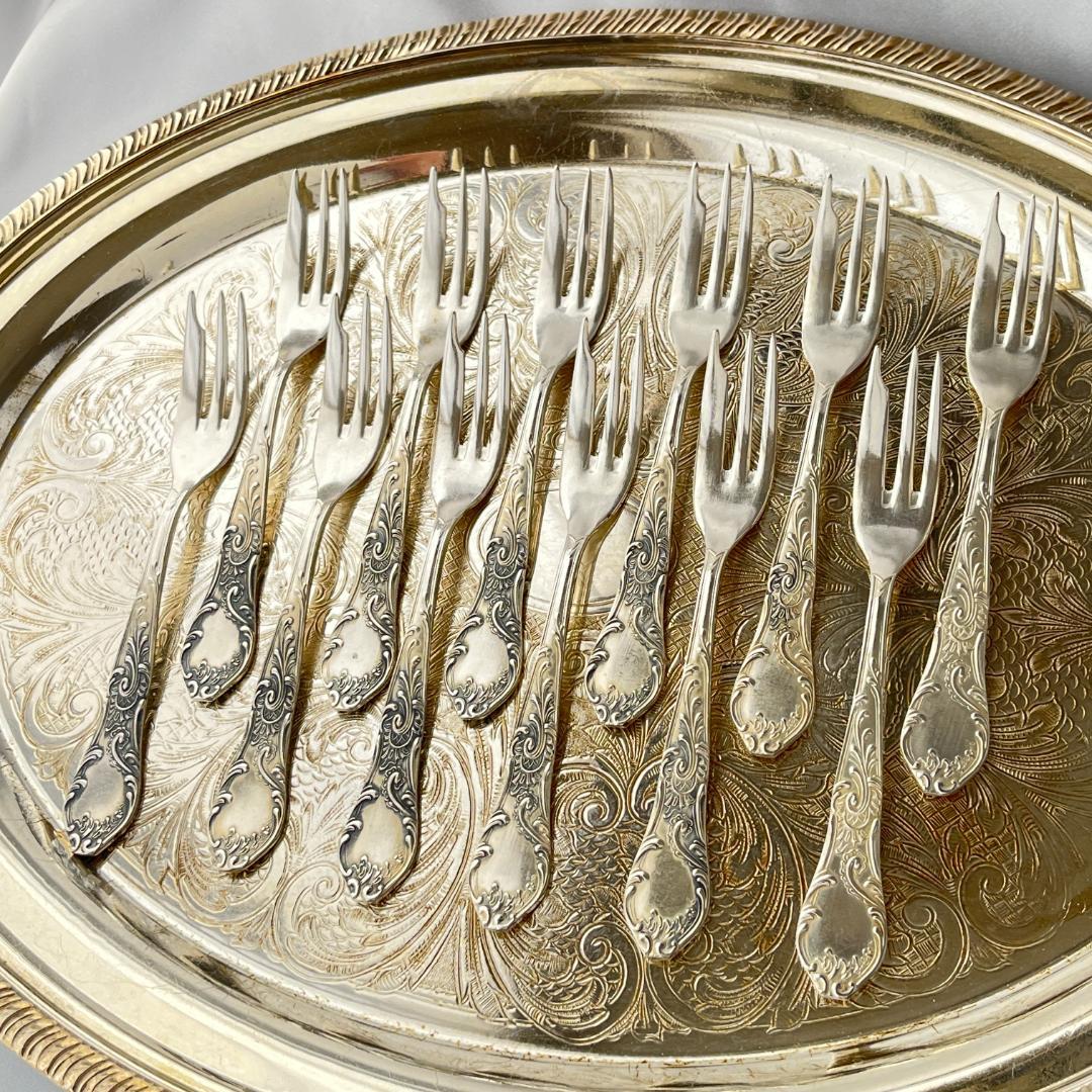 【ドイツ】ケーキフォーク 12本【シルバープレート】