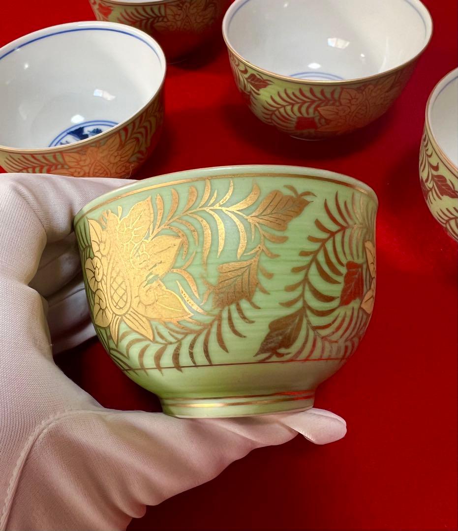 希少 金彩 清水焼 北本陶玉窯 三代暁雲【一風】作 茶碗5客 茶道具