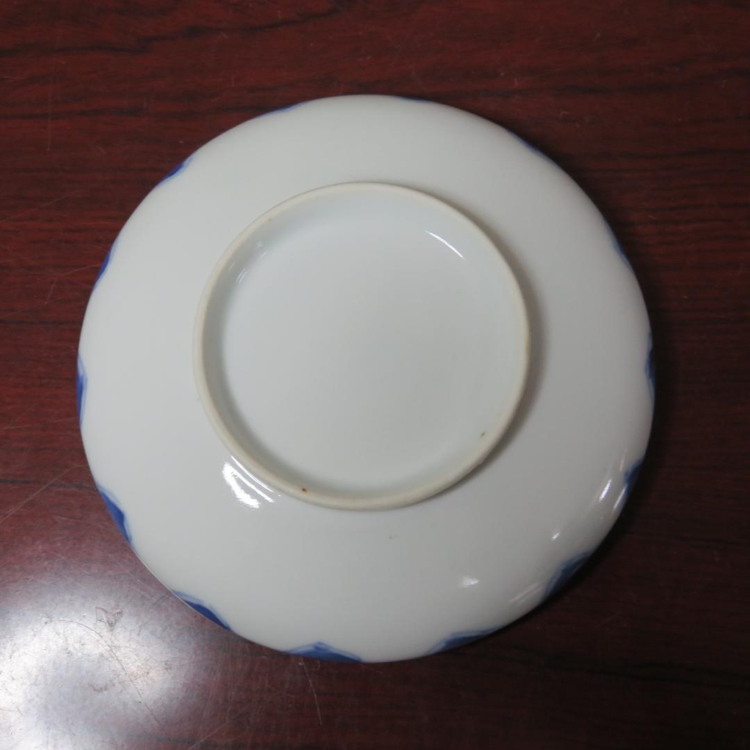 小皿 5枚 鍋島 染付 窯傷 山水文様 変わり縁