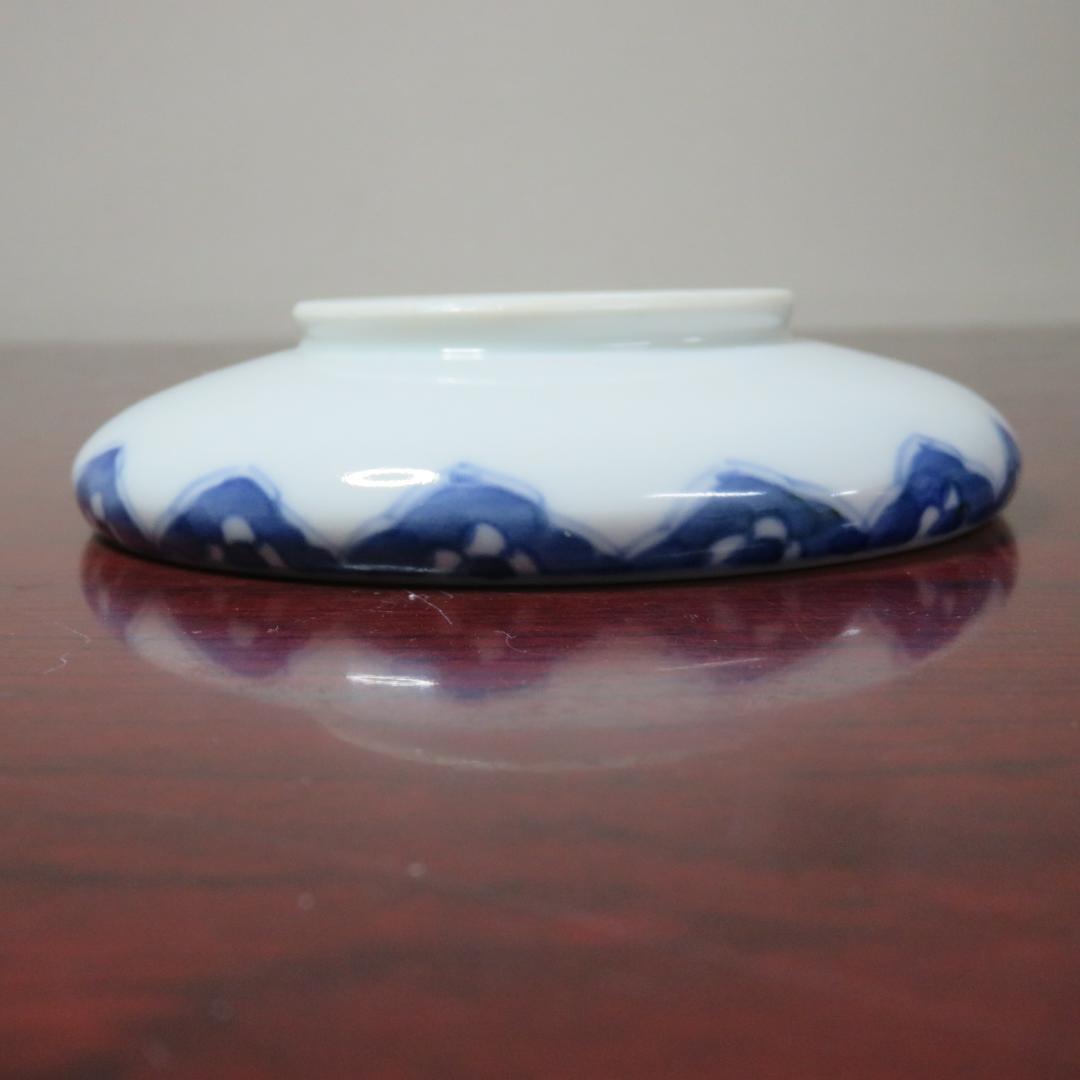 小皿 5枚 鍋島 染付 窯傷 山水文様 変わり縁