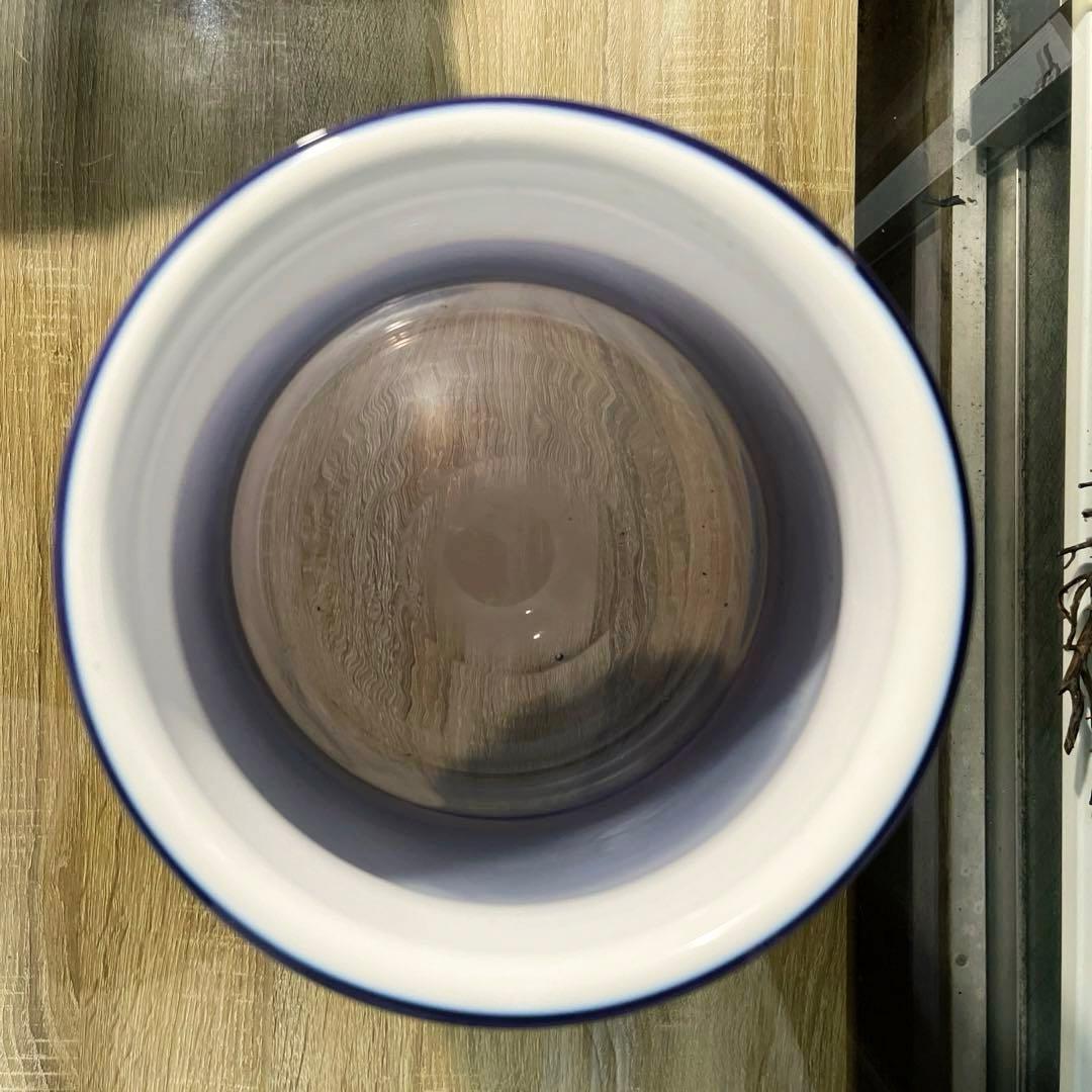 骨董　時代ガラス　淡紫色　乳白色暈し　括れ寸胴型　水指　花器　ウランガラス