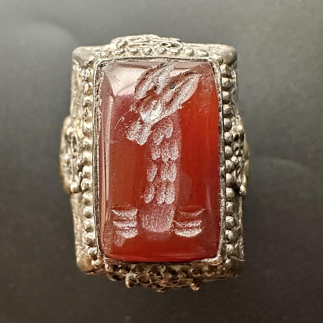 ビザンツ シルバーリング カラーストーン 印章指輪 パワーストーン 1547