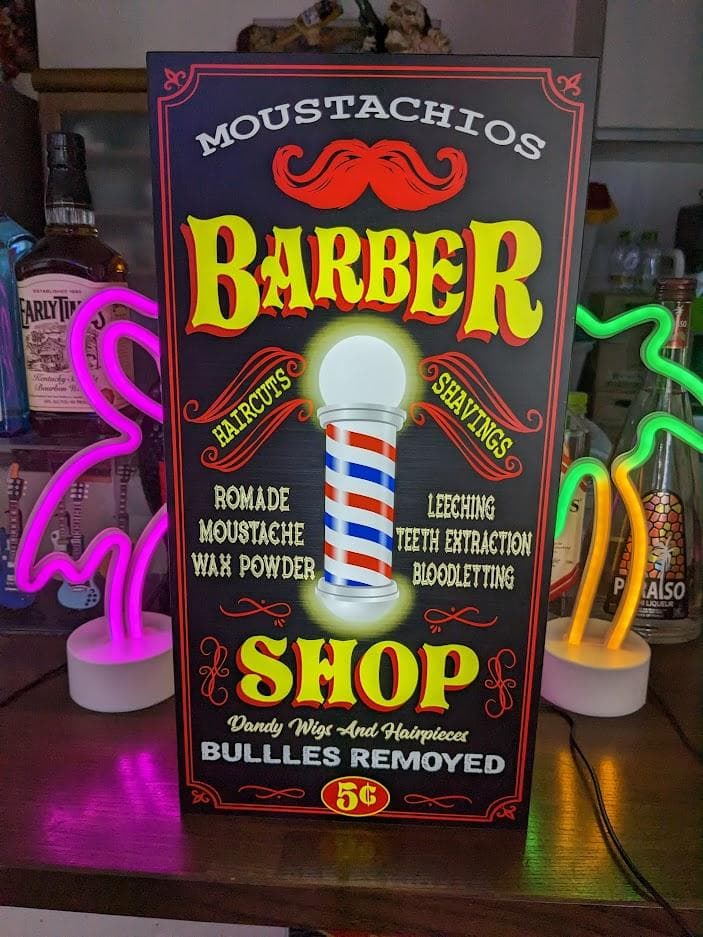 【Lサイズ】バーバー 理容室 床屋 ビンテージ ロカビリー 看板 ライトBOX