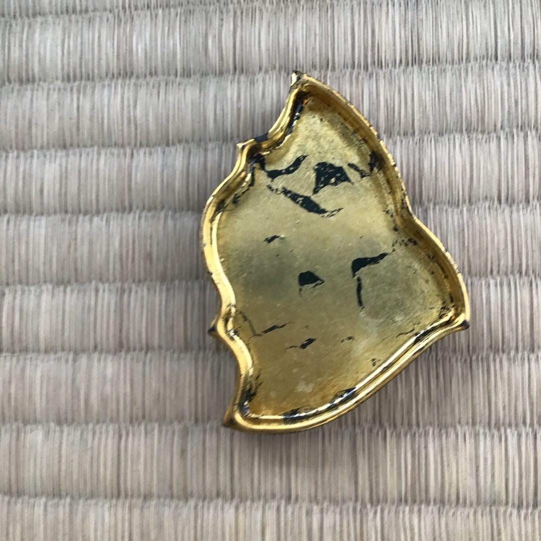 骨董品　茶道具　香合　黒柿千鳥香合　内側金箔(傷)銅板付属　配送桐箱　S97KG