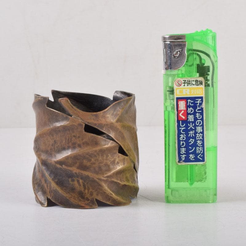 茶道具　古銅槌出　葉形　蓋置　時代箱　V　8546