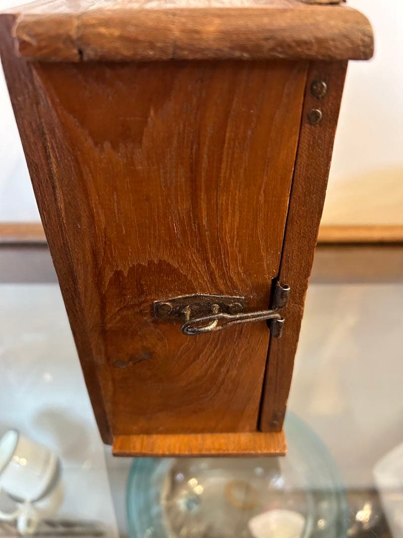 ヴィンテージ　木製ガラス扉収納ボックス アンティーク