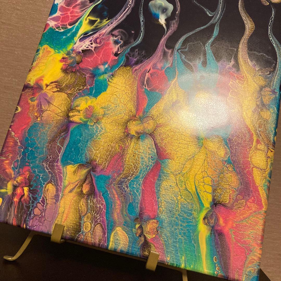 送料込み アクリルペイントアート  原画 ラメ カラフル