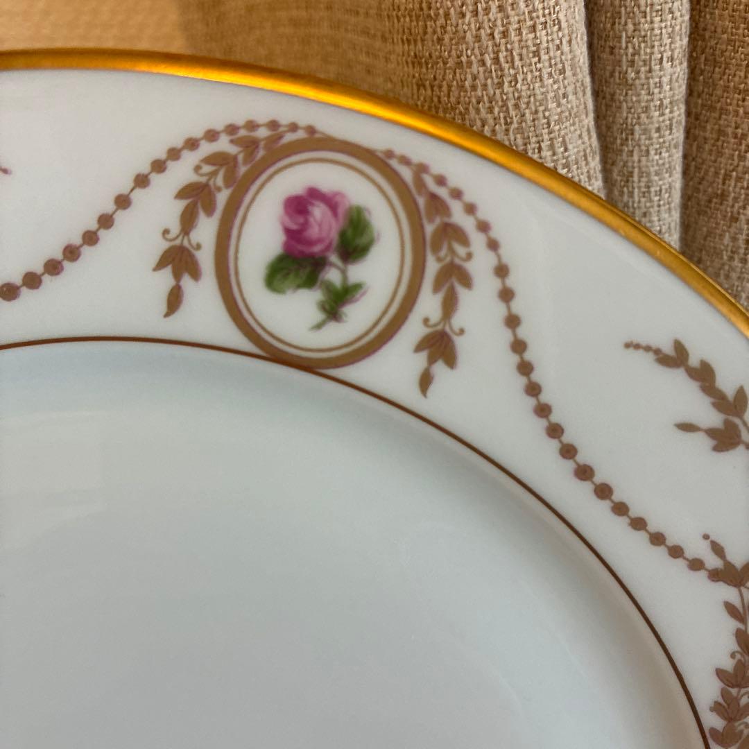 リモージュ　ジョルジュボワイエ　薔薇と矢車菊のガーランド　デザートプレート6枚組