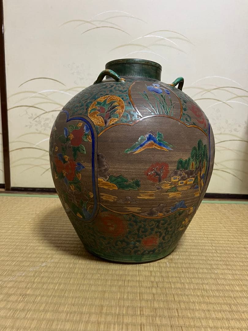 【美品】青手九谷　九谷焼壺　九谷焼