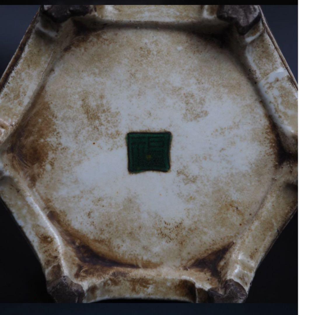 送料無料　江戸時代後期　九谷焼『角福』銘　獅子紐六角香炉　本物保証　木箱