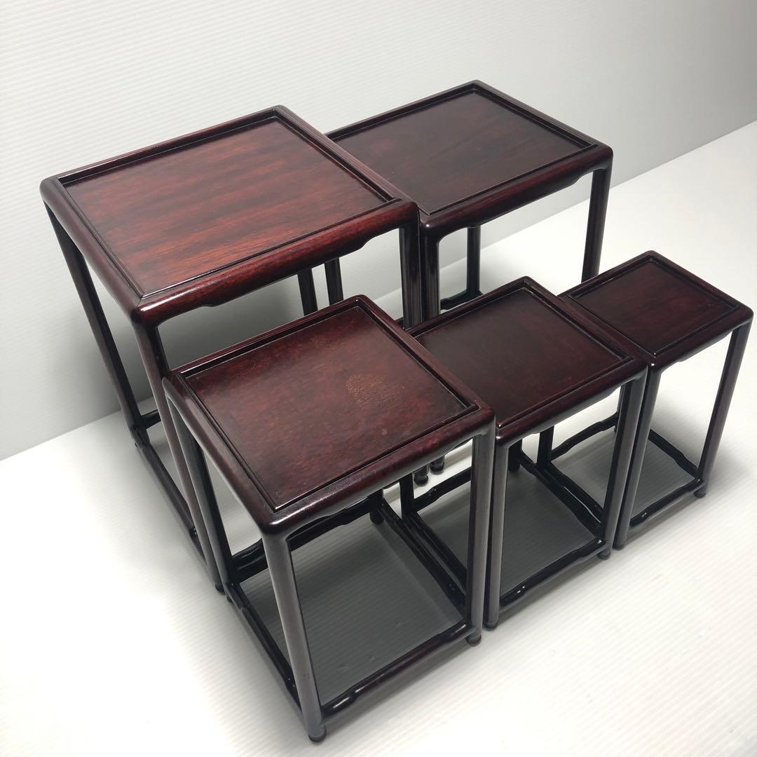 【唐木家具】飾台5連　盆栽高台　花台 香炉台