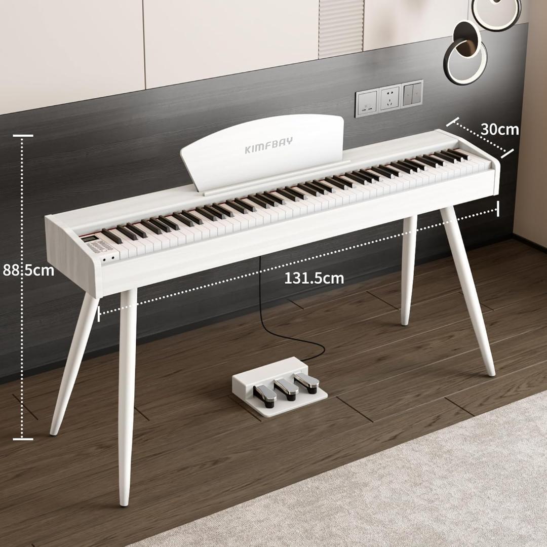 電子ピアノ 88鍵盤 木製スタイル 電子ピアノ 3本ペダル ホワイト