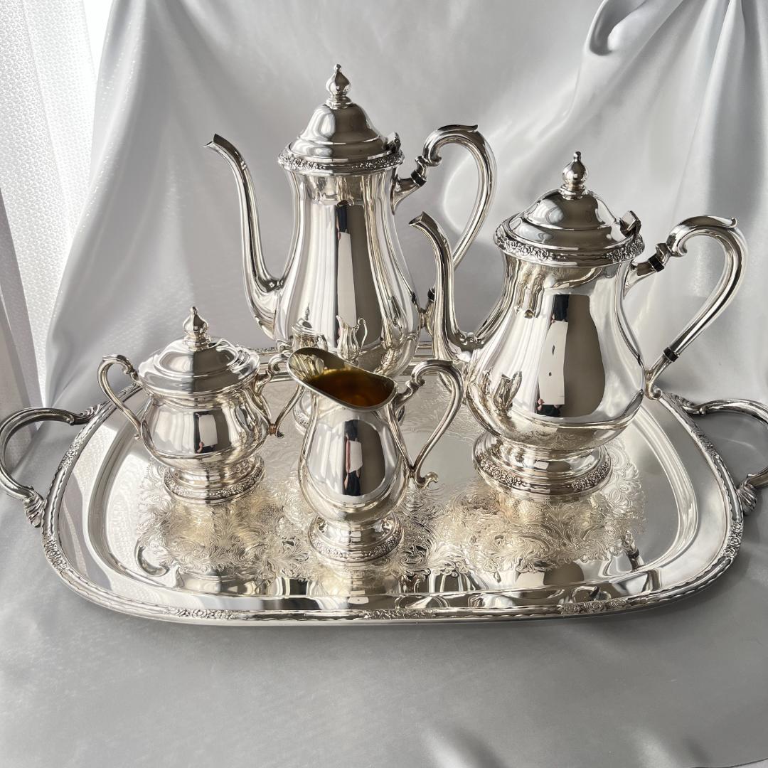 【CAMILLE】ティーサービス 5点 トレー ティーポット 薔薇のレリーフ