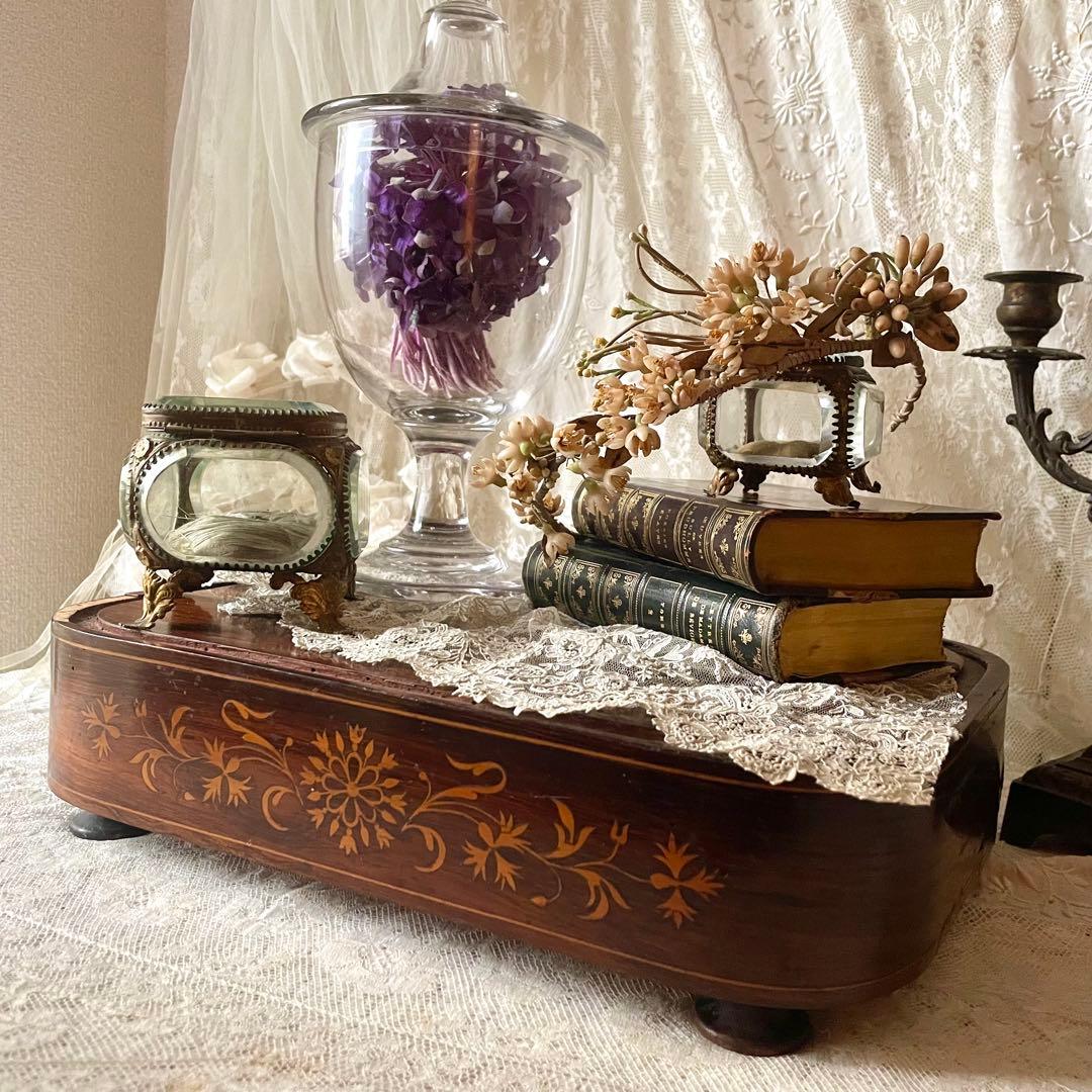 【特大】象嵌細工木製ディスプレイ台　台座　フランスアンティーク　グローブドマリエ