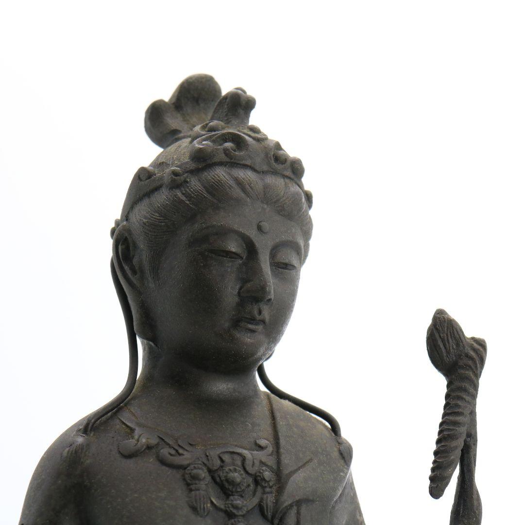 聖観音菩薩像 仏教美術 銅製/ブロンズ 仏像 置物　AB228　1FB6