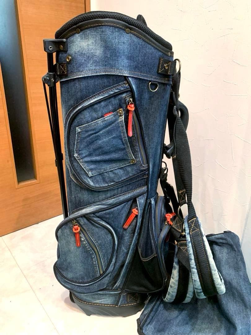 希少　完売　良品　ラヘラゴルフ　デニム　キャディバッグ　スタンド