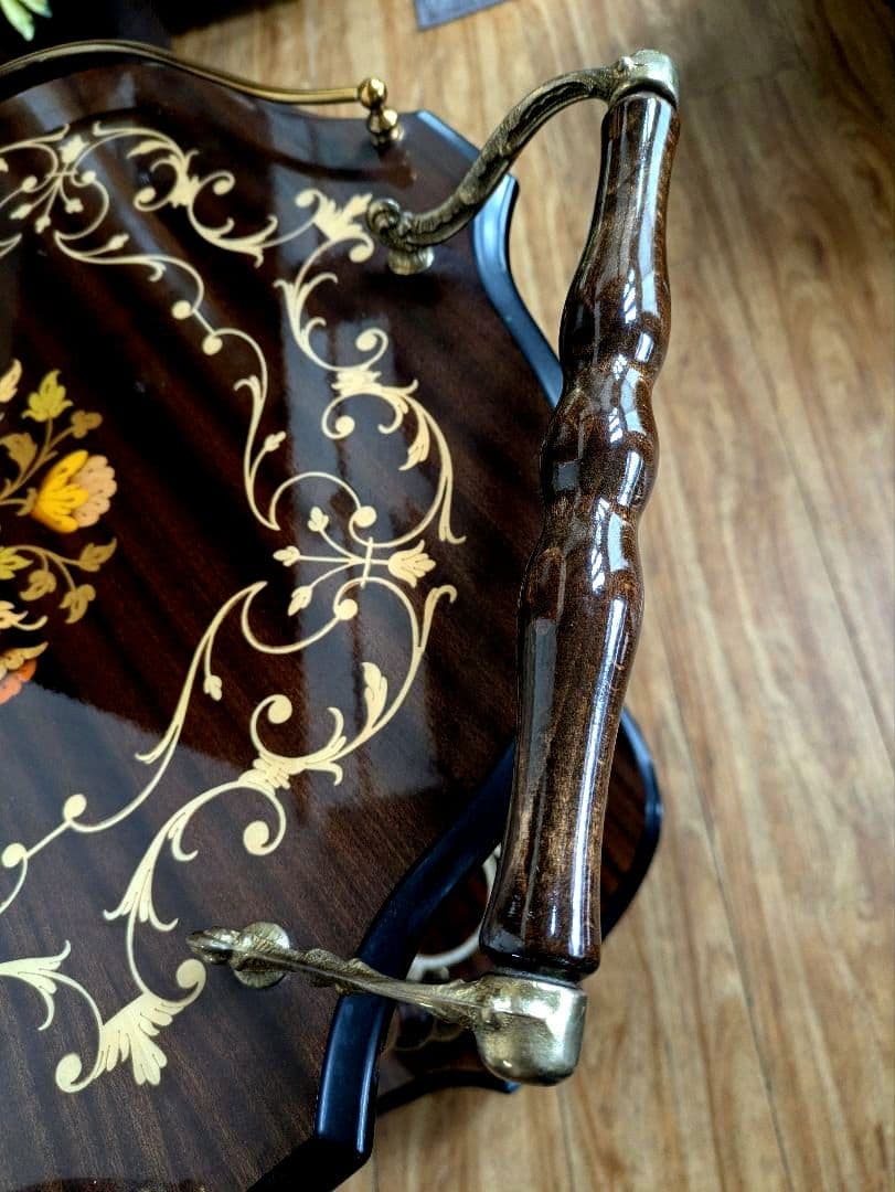 美品　イタリア製 ティーワゴン 象嵌細工 アンティークワゴン キッチンワゴン