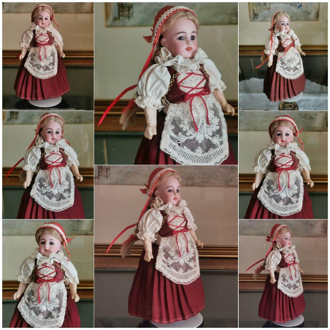 アンティークビスクドール シモンハルビック ハイジ１号紫茶ガラスアイ チロル衣装