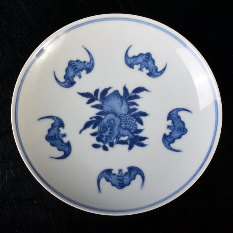 中国　青花　蝙蝠果実文盤　皿　C　8212E