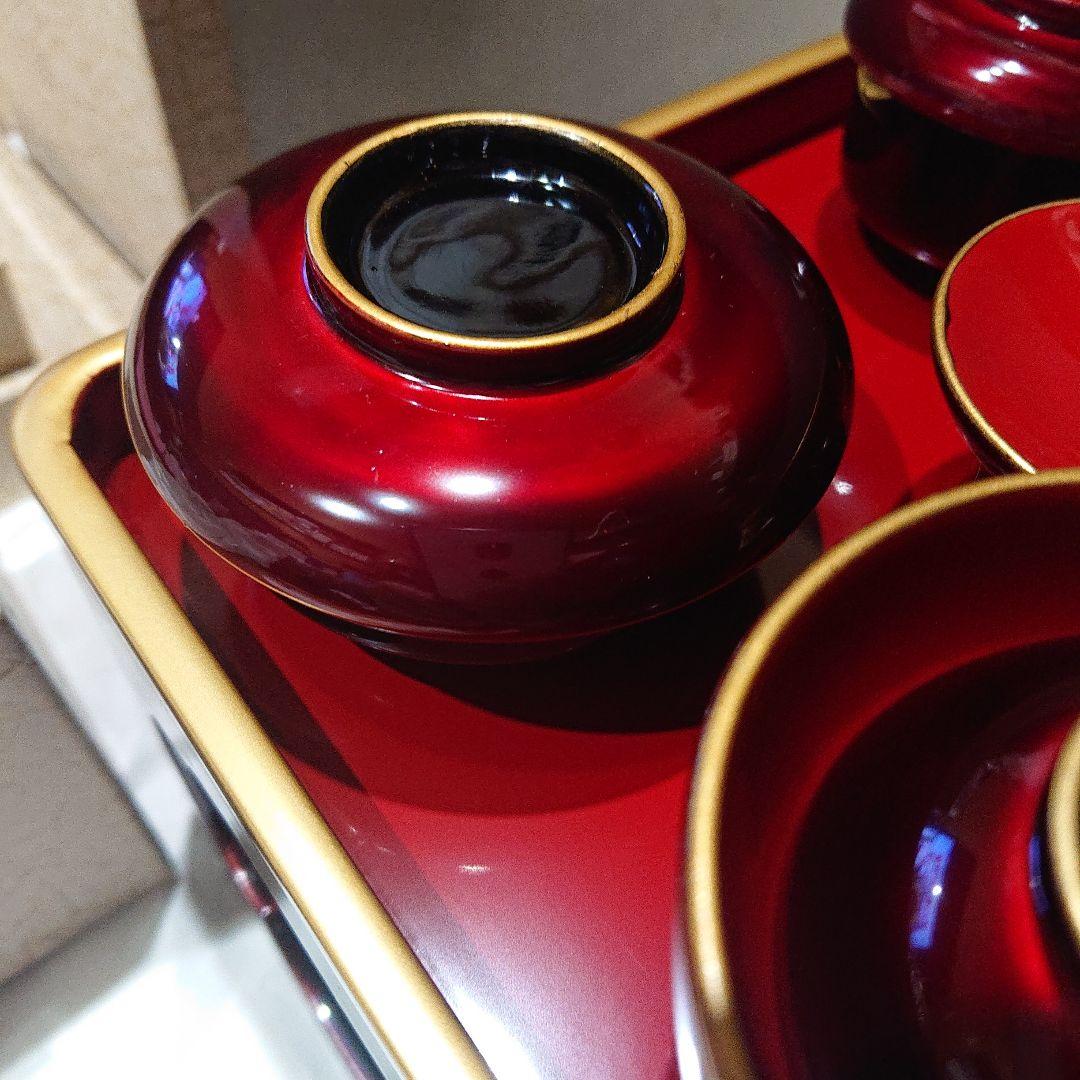 会津ぬり　本金釦付　玉虫　仏膳　堅地椀付　本漆塗　 善セット 五五号