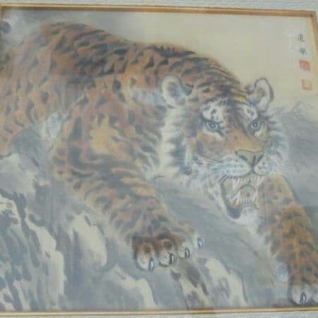 AKa5782　円山応挙　肉筆　掛軸マクリ　額　④