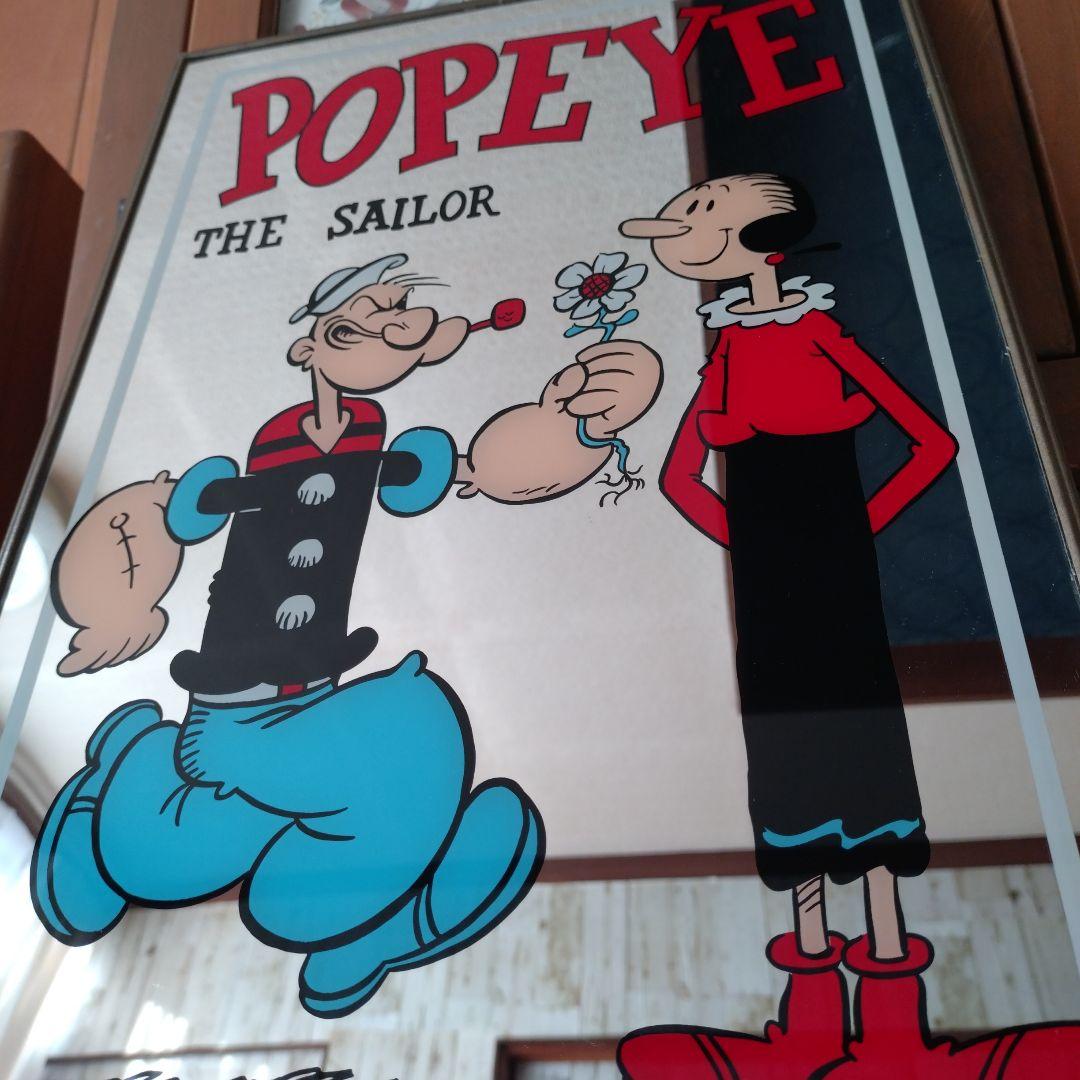 ポパイパブミラー POPEYEポ パイ鏡 アンティークミラー ヴィンテージ鏡