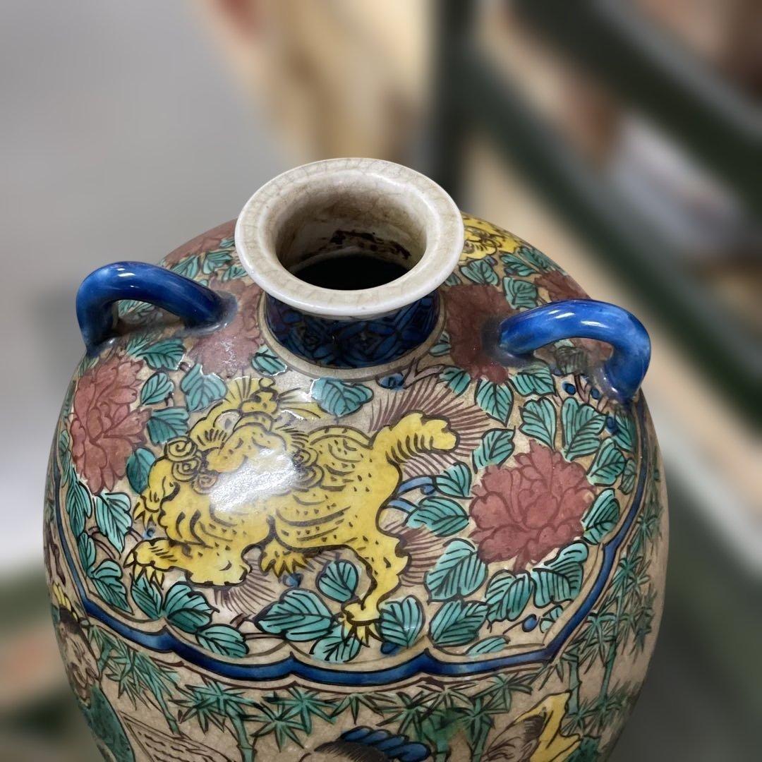 九谷焼陶器 人物画　古い九谷　在名あり　骨董　中国人物画　日本古美術品