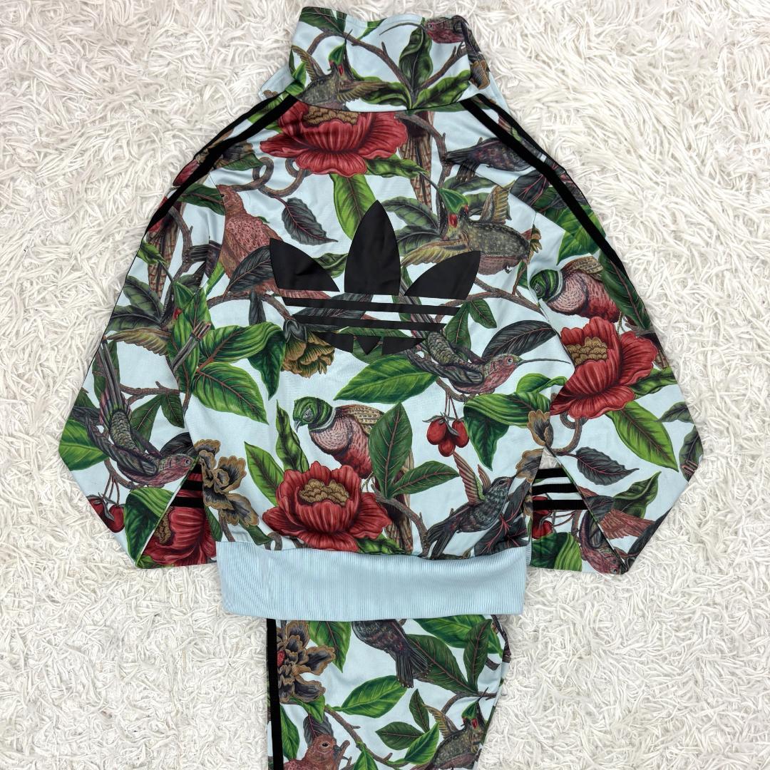 【希少】adidas FARM　花鳥柄セットアップ　M　刺繍ロゴ バックプリント