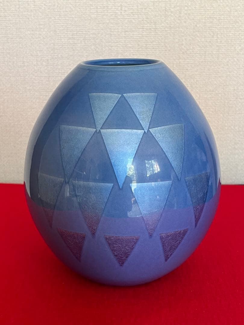 人間国宝内定 中田一於 淡青釉裏銀彩 花瓶 N48 日本工芸会正会員 九谷焼