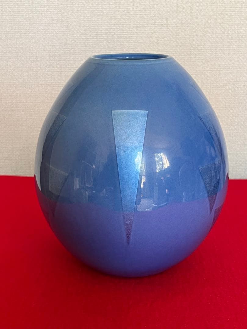 人間国宝内定 中田一於 淡青釉裏銀彩 花瓶 N48 日本工芸会正会員 九谷焼