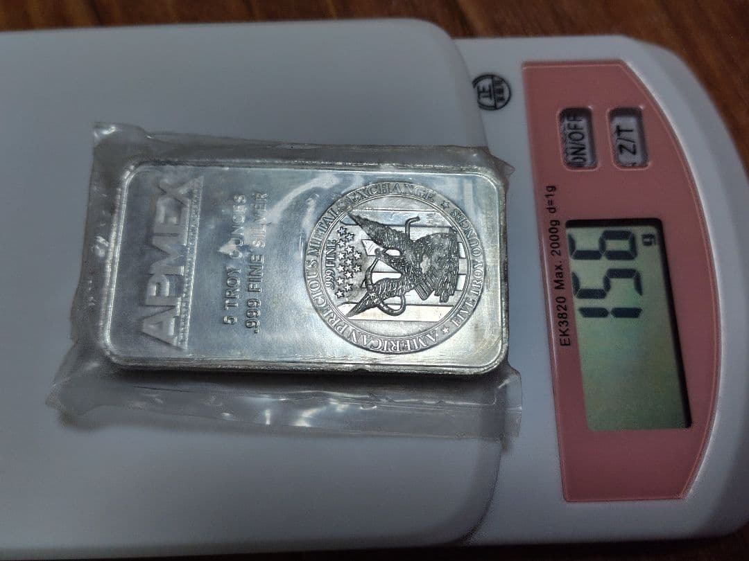 APMEX 5トロイオンス 999ファインシルバー約155g