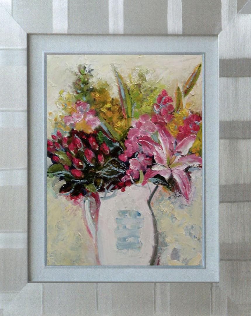 油絵 菅家令子 絵 絵画 インテリア uF6-112302 花