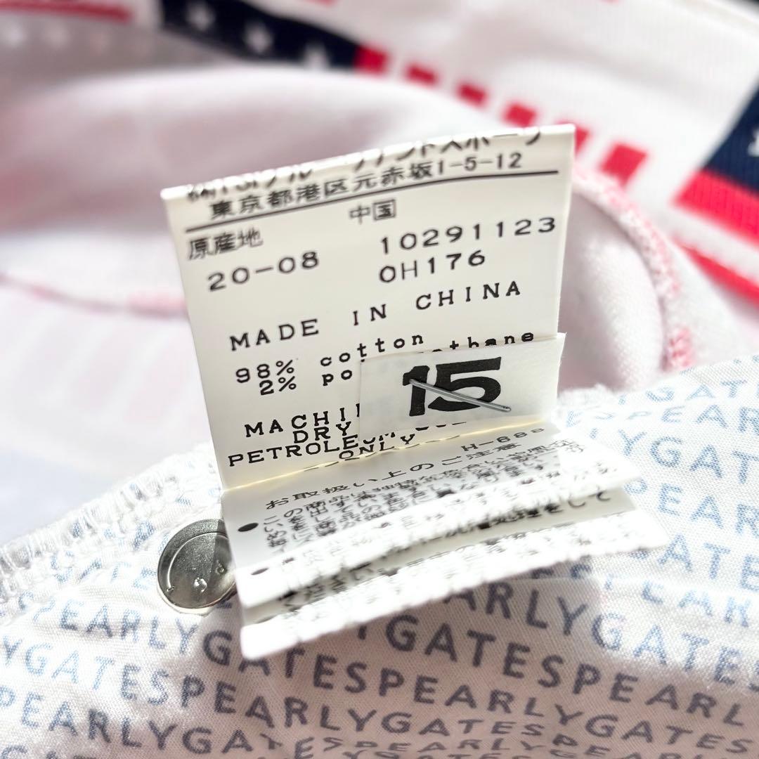 【美品】PEARLY GATES 星条旗 総柄 ストレッチロングパンツ ロゴ刺繍