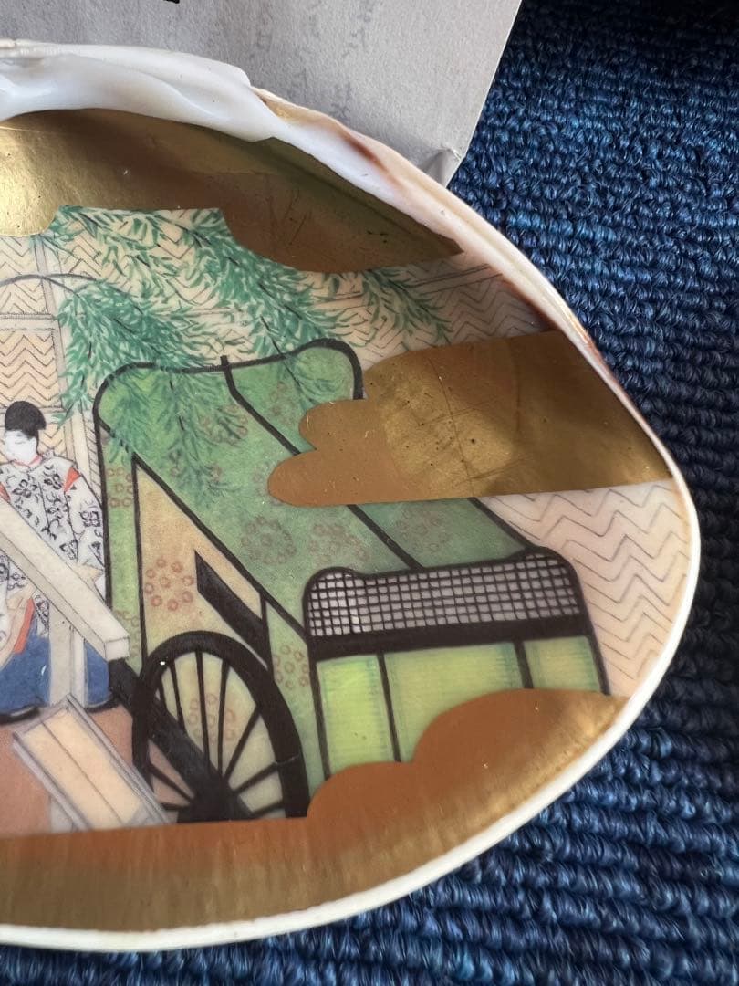 1431 源氏絵　蛤　香合　相馬大　王朝文華　源氏貝あわせ　工芸品　未使用