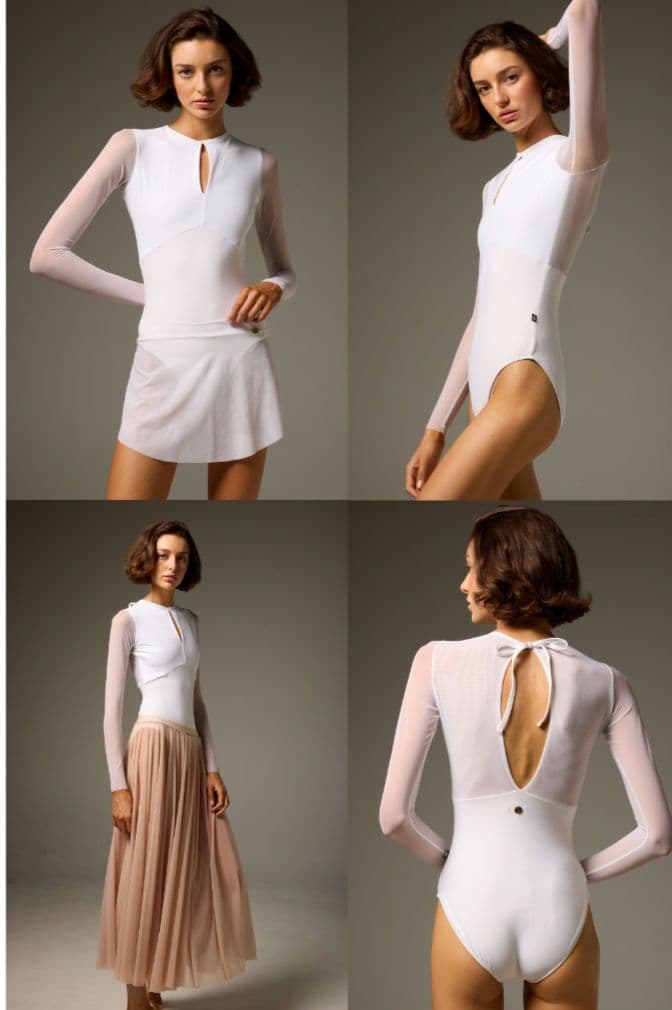 【新品未使用】BODILE　長袖　白　レオタード　OLIVIA S/Mサイズ