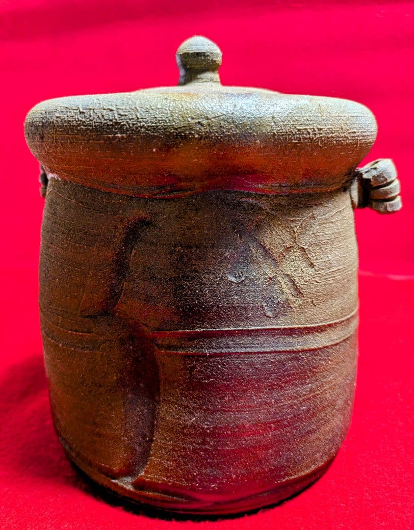 備前/茶道具/見附文雄 耳付水指/水指ｐ 日本茶/備前焼 工芸品/茶道 水指