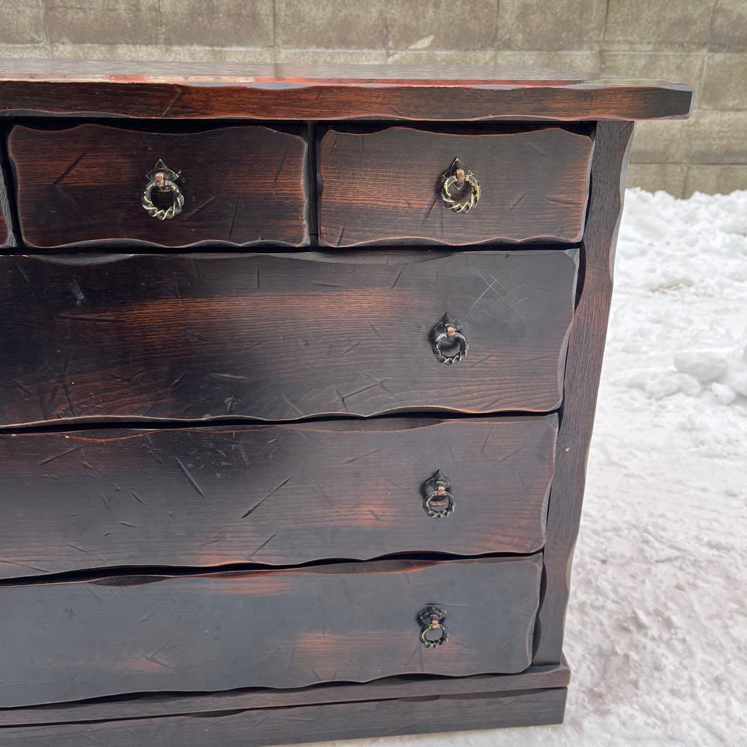 【表面キハダ材】レトロ 4段 箪笥 ハセガワ製 アンティーク調 収納家具