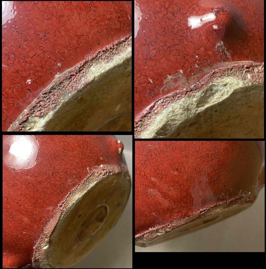 中国 紅釉丸形炉（洗筆）　f2250911