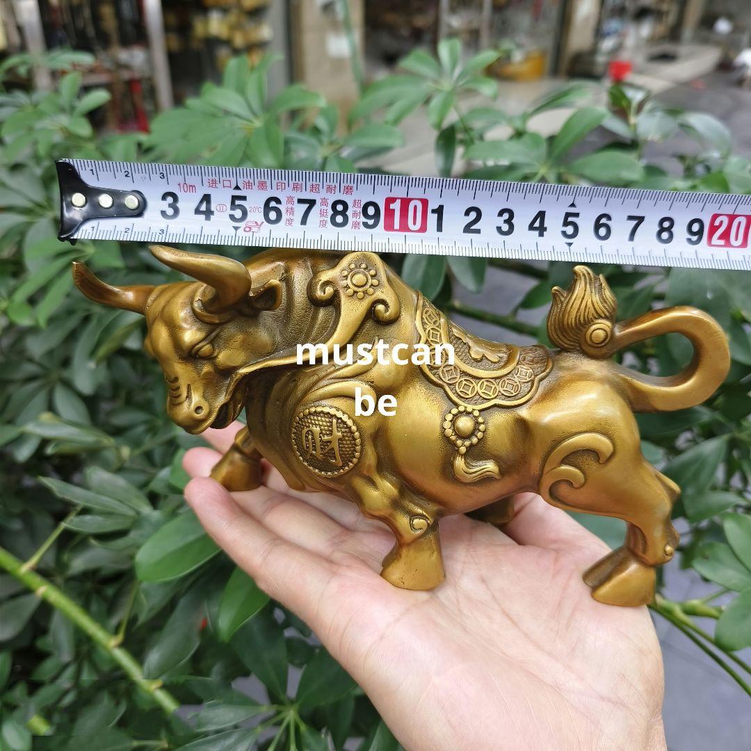 銅器 牛気沖天 応接間 玄関 茶卓 事務机 開運 風水 置物 装飾品 工芸品