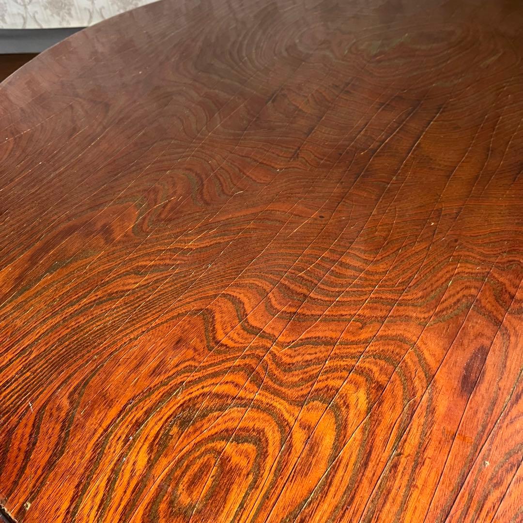 【アンティーク】木製 折り畳み座卓 センターテーブル ちゃぶ台 円卓 古家具