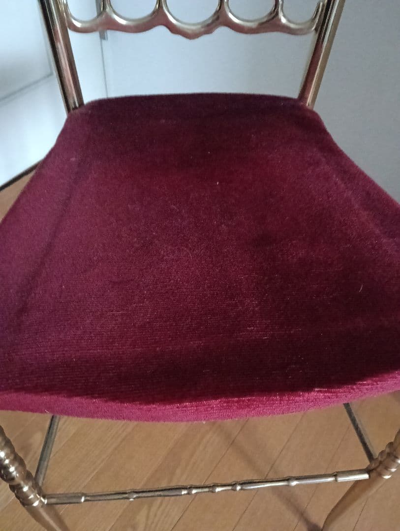 アンティーク　クラシックチェア 赤ベルベット×ゴールド