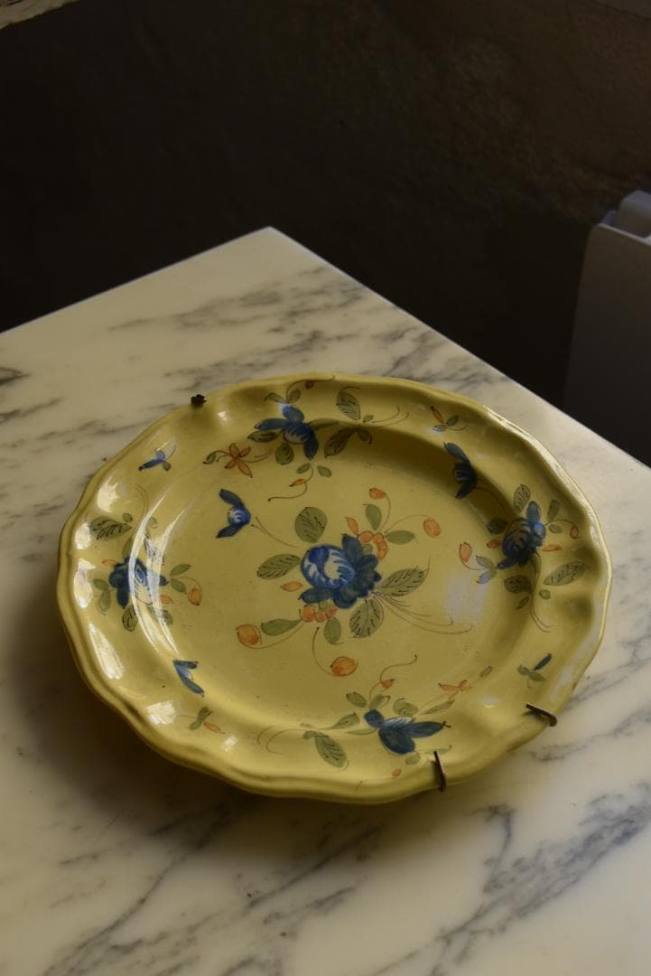 超美品　南フランス19-20世紀　 黄釉輪花平皿 伊丹十三の台所