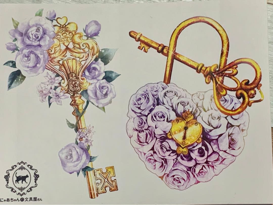 679 装飾 ステッカー  鍵　南京錠　お花