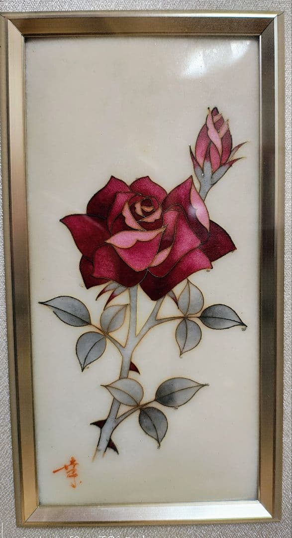 七宝焼 バラの絵画