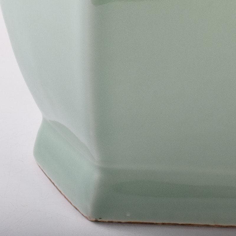 中国　大清康煕年製款　粉青釉　双貫耳瓶　V　R8510H