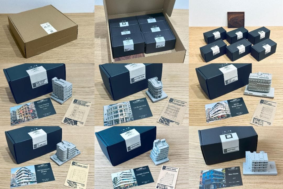 むさじじ 手作りセメント ジオラマ 香港建物模型 6点セット 香港製