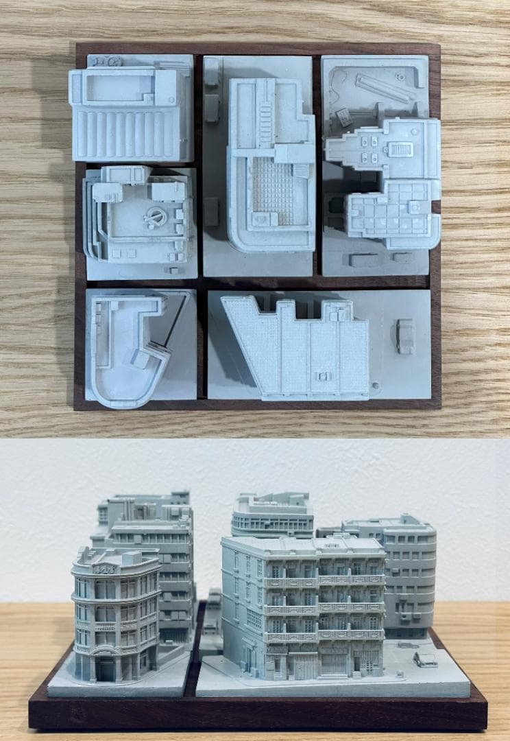 むさじじ 手作りセメント ジオラマ 香港建物模型 6点セット 香港製