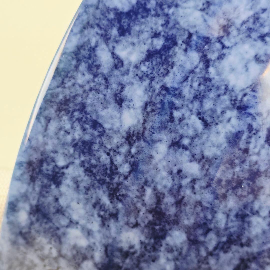 舶来品 中国古磁 雪花藍釉 留白 梅紋 大海碗 大型茶碗 観賞物 置物 在銘