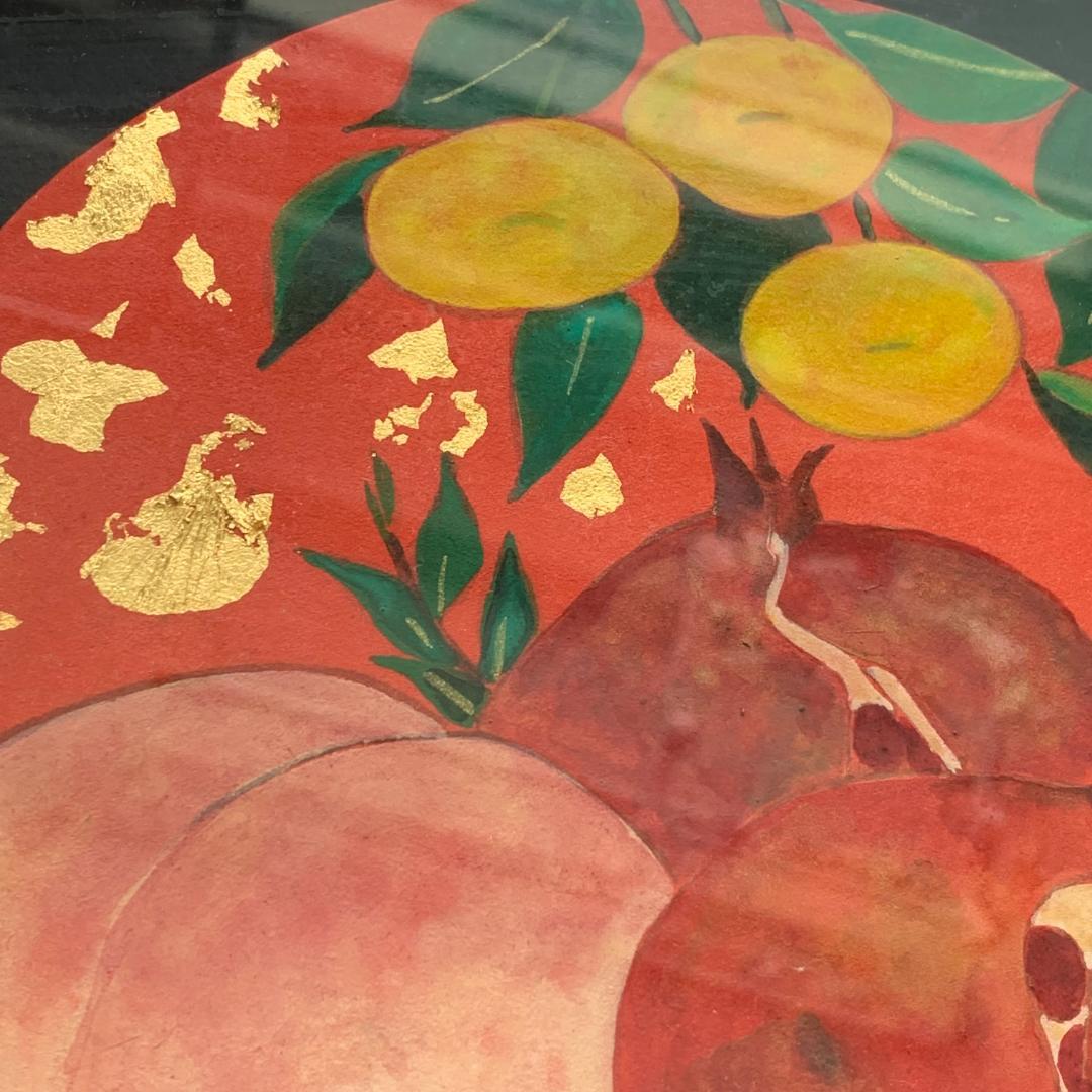 【模写】日本画家　枇杷谷千鶴子　桃　ザクロ　びわ(キンカン)