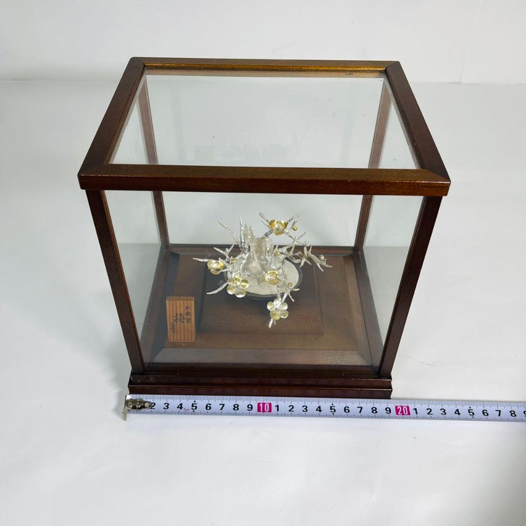 純銀 梅 光則作 純銀製梅 飾り 純銀飾り 梅　銀細工 日本工芸品 工芸品レア